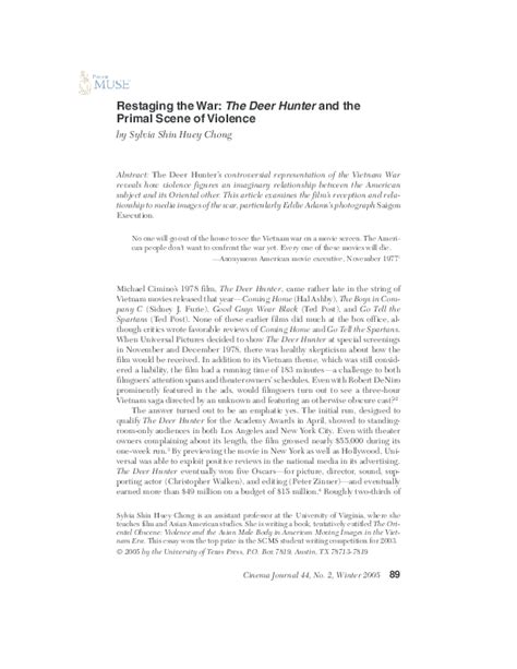 Restaging the War: 'The Deer Hunter' and the Primal Scene of .